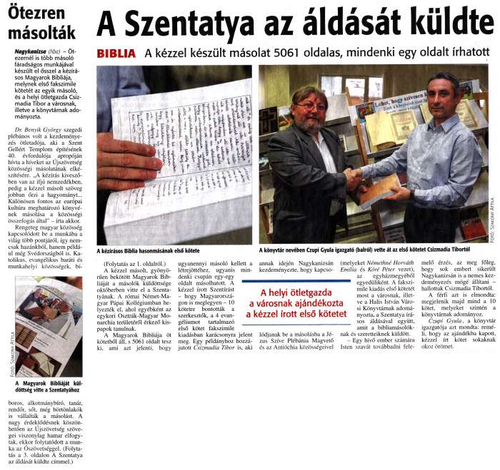 Zalai Hírlap 2016 01 06 004sz 01, 03old - Ötezren másolták - A Szentatya az áldását küldte.jpg Zalai Hírlap 2016 01 06 004sz 01, 03old - Ötezren másolták - A Szentatya az áldását küldte.jpg